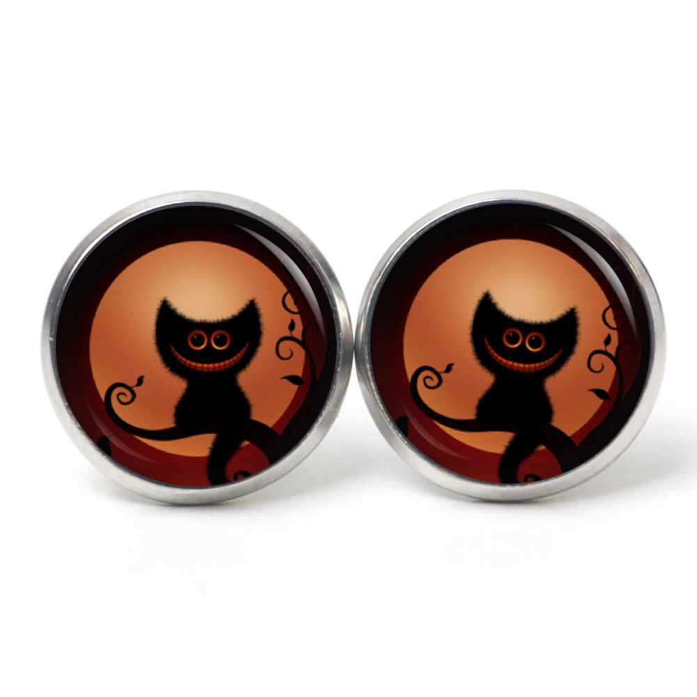 Druckknopf Ohrstecker Ohrhänger Ohrclipse lustige Halloween Katze Druckknopf Ohrstecker Ohrhänger Ohrclipse lustige Halloween Katze