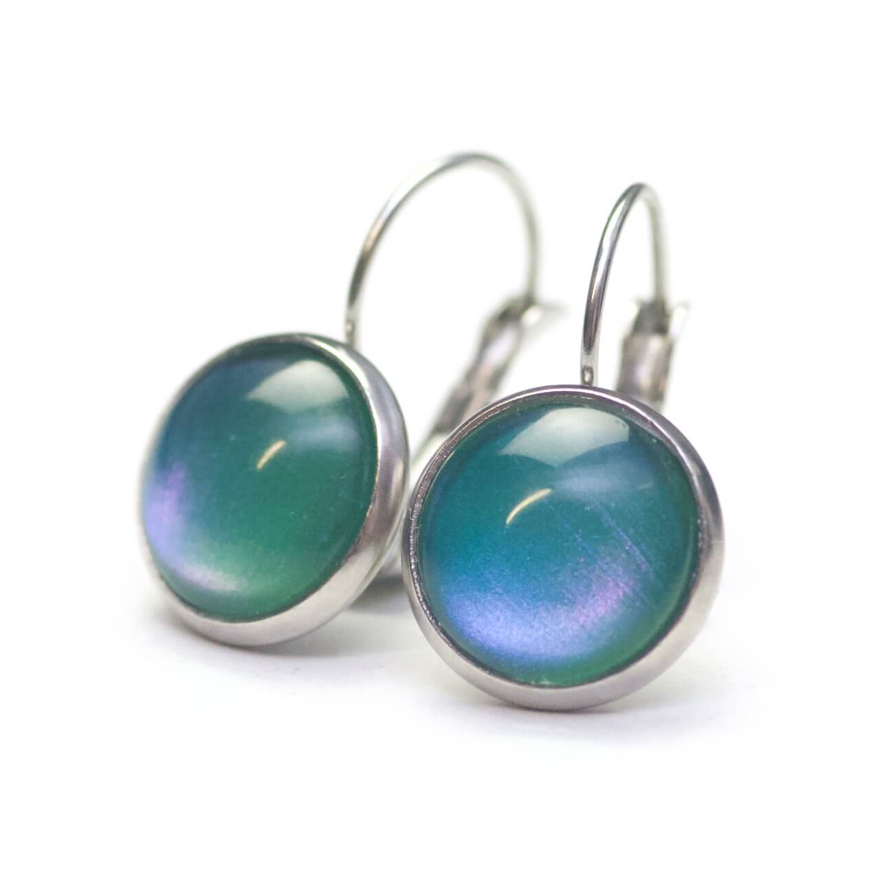 Ohrstecker, Ohrhänger, Clipse & Druckknopf – handbemalt blau grün lila schimmernd– Schmuck aus Edelstahl Ohrstecker, Ohrhänger, Clipse & Druckknopf – handbemalt blau grün lila schimmernd– Schmuck aus Edelstahl