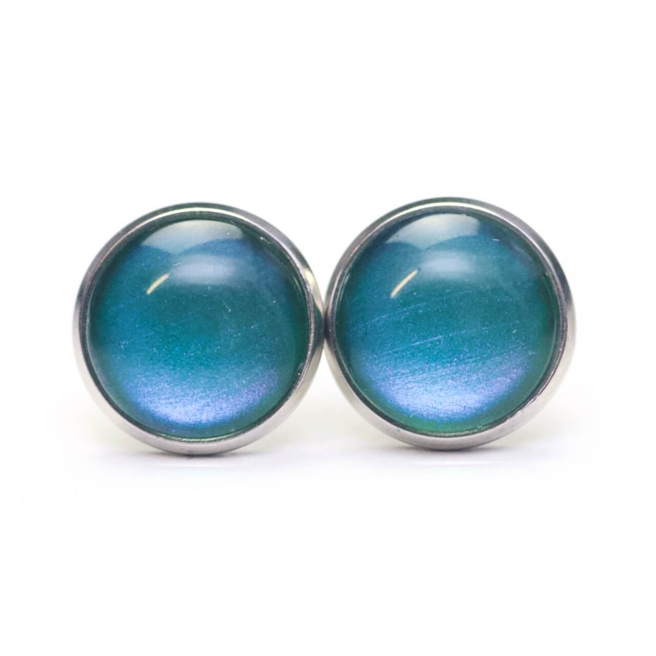 Ohrstecker, Ohrhänger, Clipse & Druckknopf – handbemalt blau grün lila schimmernd– Schmuck aus Edelstahl Ohrstecker, Ohrhänger, Clipse & Druckknopf – handbemalt blau grün lila schimmernd– Schmuck aus Edelstahl