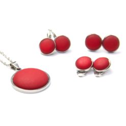 Edelstahl Polaris Schmuck Set in Rubinrot – Kette, Ohrringe und Armband Edelstahl Polaris Schmuck Set in Rubinrot - Kette, Ohrringe und Armband