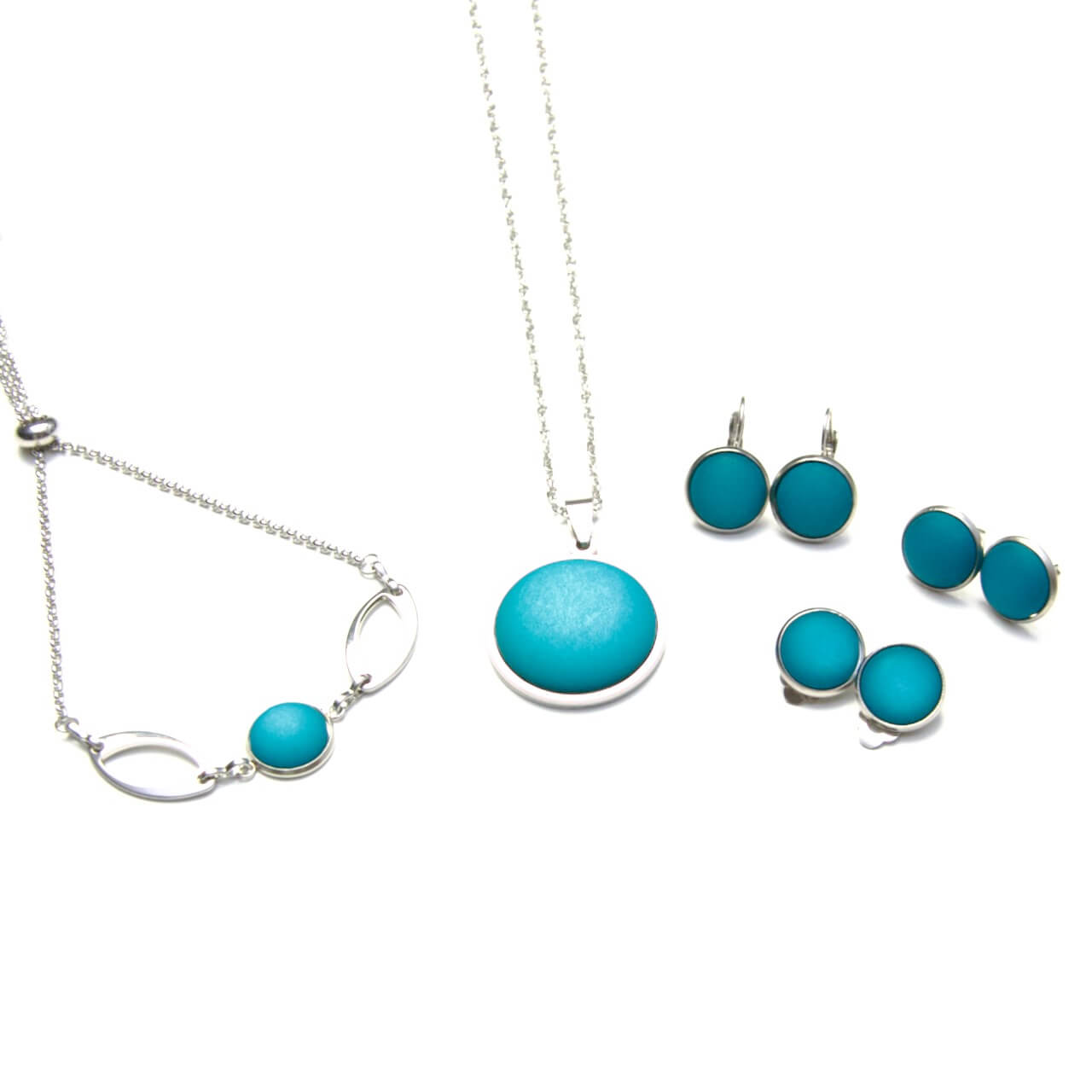 Edelstahl Polaris Schmuck Set in Emerald – Kette, Ohrringe und Armband Edelstahl Polaris Schmuck Set in Emerald - Kette, Ohrringe und Armband