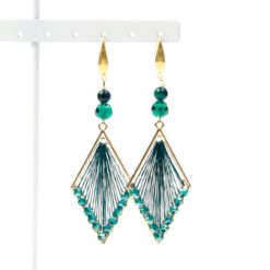 Elegante gehäkelte Edelstahl Ohrhänger in türkis emerald