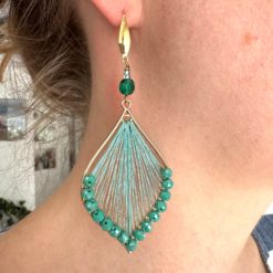 Gehäkelte Ohrhänger Gold Mint - Handmade Edelstahl Ohrringe | Just Trisha | Kleine Auflage Geschenkidee