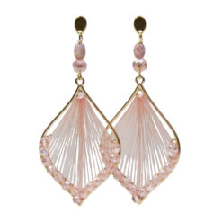 Elegante gehäkelte Edelstahl Ohrhänger in gold und zart rosa rose