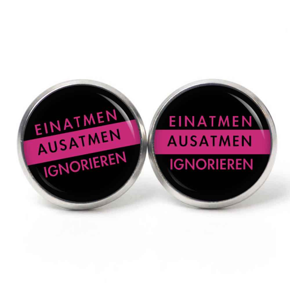 Ohrstecker, Ohrhänger, Clipse & Druckknopf – mit lustigem Spruch – Einatmen Ausatmen Ignorieren – Schmuck aus Edelstahl Ohrstecker, Ohrhänger, Clipse & Druckknopf – mit lustigem Spruch - Einatmen Ausatmen Ignorieren – Schmuck aus Edelstahl
