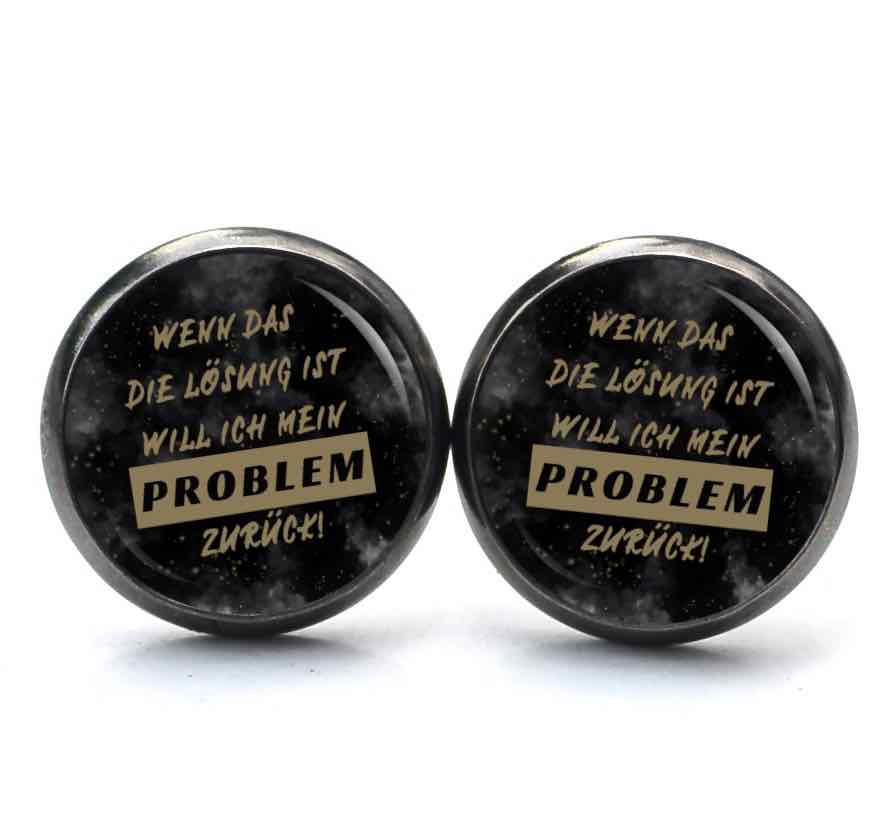 Druckknopf Ohrstecker Ohrhänger Clipse mit lustigem Spruch – Wenn das die Lösung ist, will ich mein Problem zurück Druckknopf Ohrstecker Ohrhänger Clipse mit lustigem Spruch - Wenn das die Lösung ist, will ich mein Problem zurück