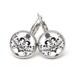 Ohrstecker, Ohrhänger, Clipse & Druckknopf – Motiv Florales Ornament Schwarz Weiß – Schmuck aus Edelstahl Ohrstecker, Ohrhänger, Clipse & Druckknopf - Motiv Florales Ornament Schwarz Weiß - Schmuck aus Edelstahl