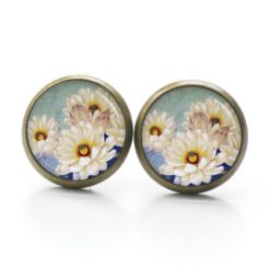 Ohrstecker, Ohrhänger, Clipse & Druckknopf – Motiv Mit weißen Rosen – Schmuck aus Edelstahl Ohrstecker, Ohrhänger, Clipse & Druckknopf – Motiv Mit weißen Rosen – Schmuck aus Edelstahl