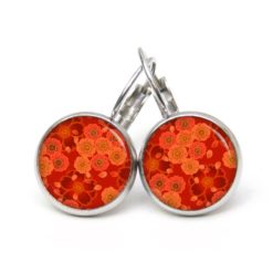 Druckknopf Ohrstecker Ohrhänger Clipse rote orange Blumen