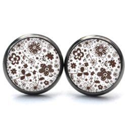 Ohrstecker, Ohrhänger, Clipse & Druckknopf – Motiv Retro Flower Doodle Braun – Schmuck aus Edelstahl Ohrstecker, Ohrhänger, Clipse & Druckknopf – Motiv Retro Flower Doodle Braun – Schmuck aus Edelstahl