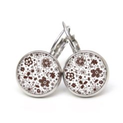Ohrstecker, Ohrhänger, Clipse & Druckknopf – Motiv Retro Flower Doodle Braun – Schmuck aus Edelstahl Ohrstecker, Ohrhänger, Clipse & Druckknopf – Motiv Retro Flower Doodle Braun – Schmuck aus Edelstahl