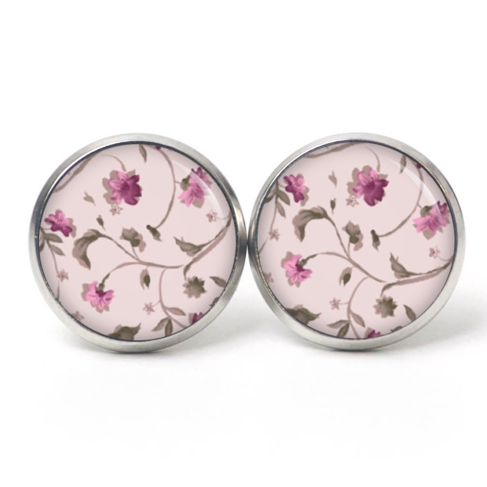 Ohrstecker, Ohrhänger, Clipse & Druckknopf – Motiv Vintage Blütenranke Rosé – Schmuck aus Edelstahl Ohrstecker, Ohrhänger, Clipse & Druckknopf – Motiv Vintage Blütenranke Rosé – Schmuck aus Edelstahl