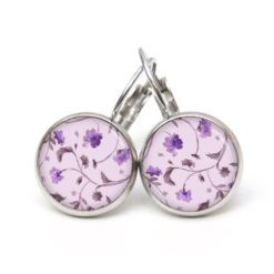 Ohrstecker, Ohrhänger, Clipse & Druckknopf – Motiv Vintage Blütenranke lila – Schmuck aus Edelstahl Ohrstecker, Ohrhänger, Clipse & Druckknopf – Motiv Vintage Blütenranke lila – Schmuck aus Edelstahl
