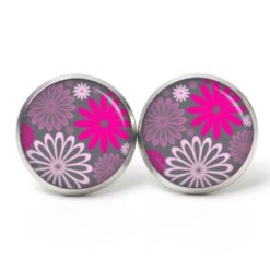 Ohrstecker, Ohrhänger, Clipse & Druckknopf - Motiv Retro Daisy Pop Pink  - Schmuck aus Edelstahl