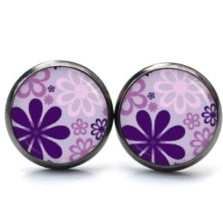 Ohrstecker, Ohrhänger, Clipse & Druckknopf – Motiv Retro Daisy Lila Rosa – Schmuck aus Edelstahl Ohrstecker, Ohrhänger, Clipse & Druckknopf – Motiv Retro Daisy Lila Rosa – Schmuck aus Edelstahl