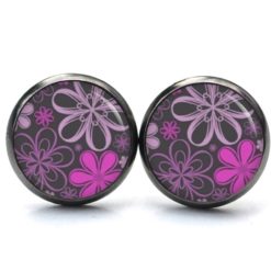 Ohrstecker, Ohrhänger, Clipse & Druckknopf - Motiv Neon Daisy Retro Pink  - Schmuck aus Edelstahl