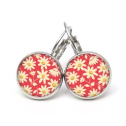 Ohrstecker, Ohrhänger, Clipse & Druckknopf – Motiv Gelb rote Margeriten – Schmuck aus Edelstahl Ohrstecker, Ohrhänger, Clipse & Druckknopf – Motiv Gelb rote Margeriten – Schmuck aus Edelstahl