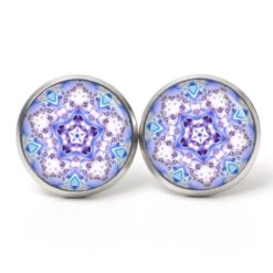 Druckknopf Ohrstecker Ohrhänger Clipse Mandala Mosaik blau lila