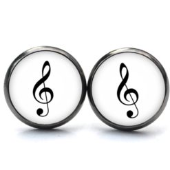 Druckknopf Ohrstecker Ohrhänger Clipse Notenschlüssel Musik Noten schwarz weiß Druckknopf Ohrstecker Ohrhänger Clipse Notenschlüssel Musik Noten schwarz weiß