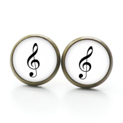 Druckknopf Ohrstecker Ohrhänger Clipse Notenschlüssel Musik Noten schwarz weiß Druckknopf Ohrstecker Ohrhänger Clipse Notenschlüssel Musik Noten schwarz weiß