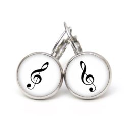 Druckknopf Ohrstecker Ohrhänger Clipse Notenschlüssel Musik Noten schwarz weiß Druckknopf Ohrstecker Ohrhänger Clipse Notenschlüssel Musik Noten schwarz weiß
