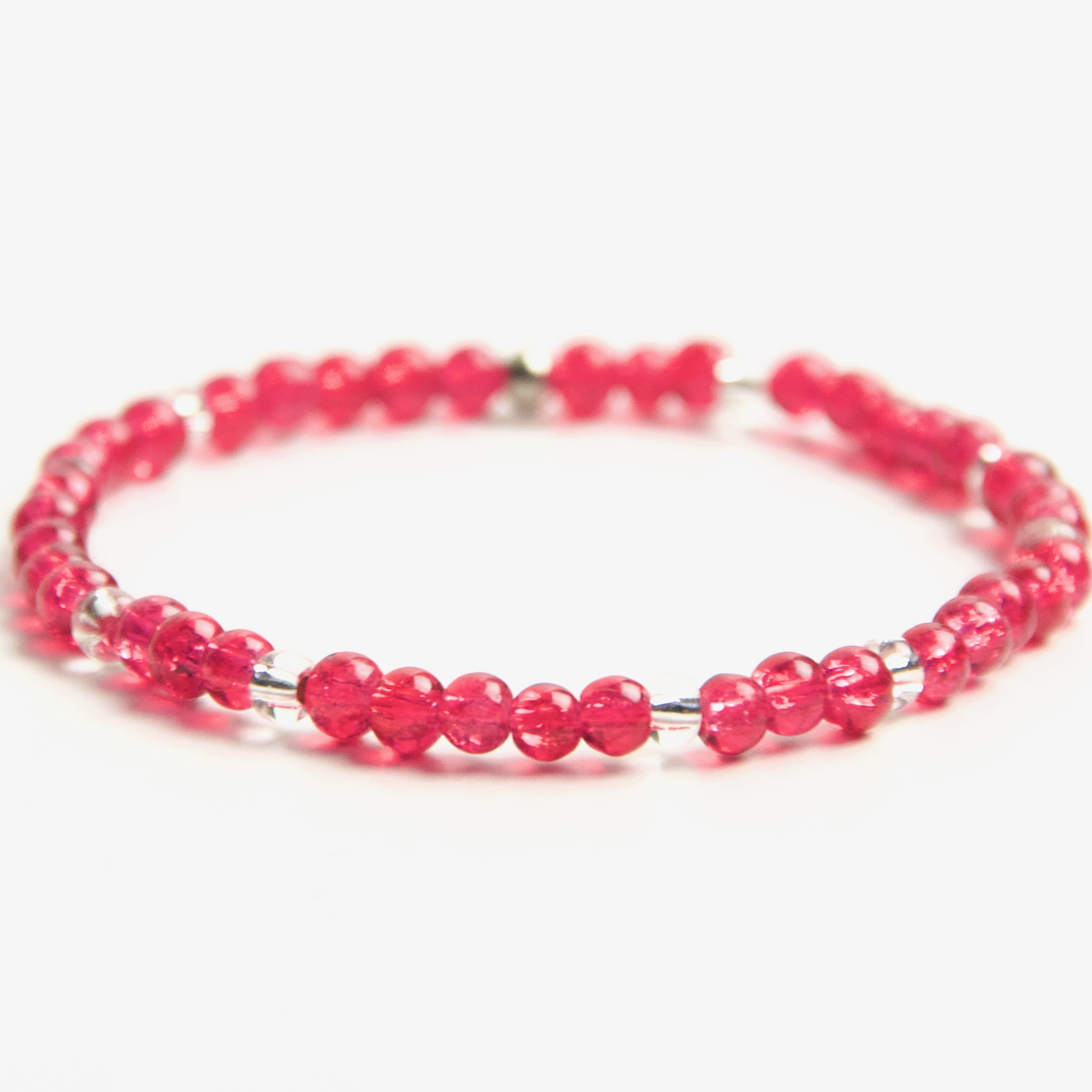 Zartes Perlenarmband mit pinken Perlen – stabiles Gummiband Zartes Perlenarmband mit pinken Perlen - stabiles Gummiband