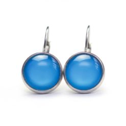 Ohrstecker, Ohrhänger, Clipse & Druckknopf – handbemalt mittelblau – Schmuck aus Edelstahl Ohrstecker, Ohrhänger, Clipse & Druckknopf – handbemalt mittelblau – Schmuck aus Edelstahl