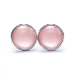 Ohrstecker, Ohrhänger, Clipse & Druckknopf – handbemalt zart rosa schimmernd – Schmuck aus Edelstahl