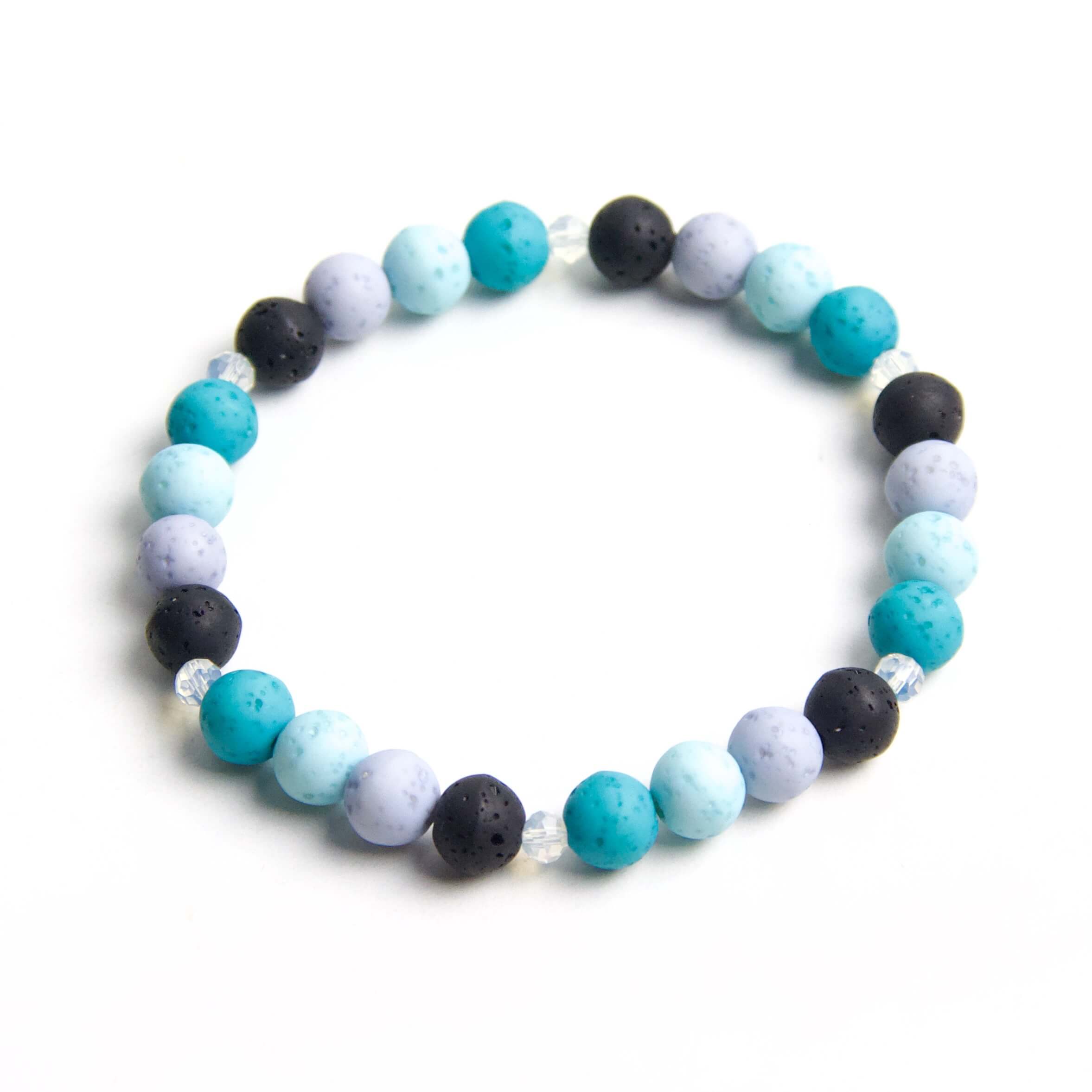 Polaris Armband schwarz türkis blau – stabiles Gummiband – Handmade Polaris Armband schwarz türkis blau – stabiles Gummiband - Handmade
