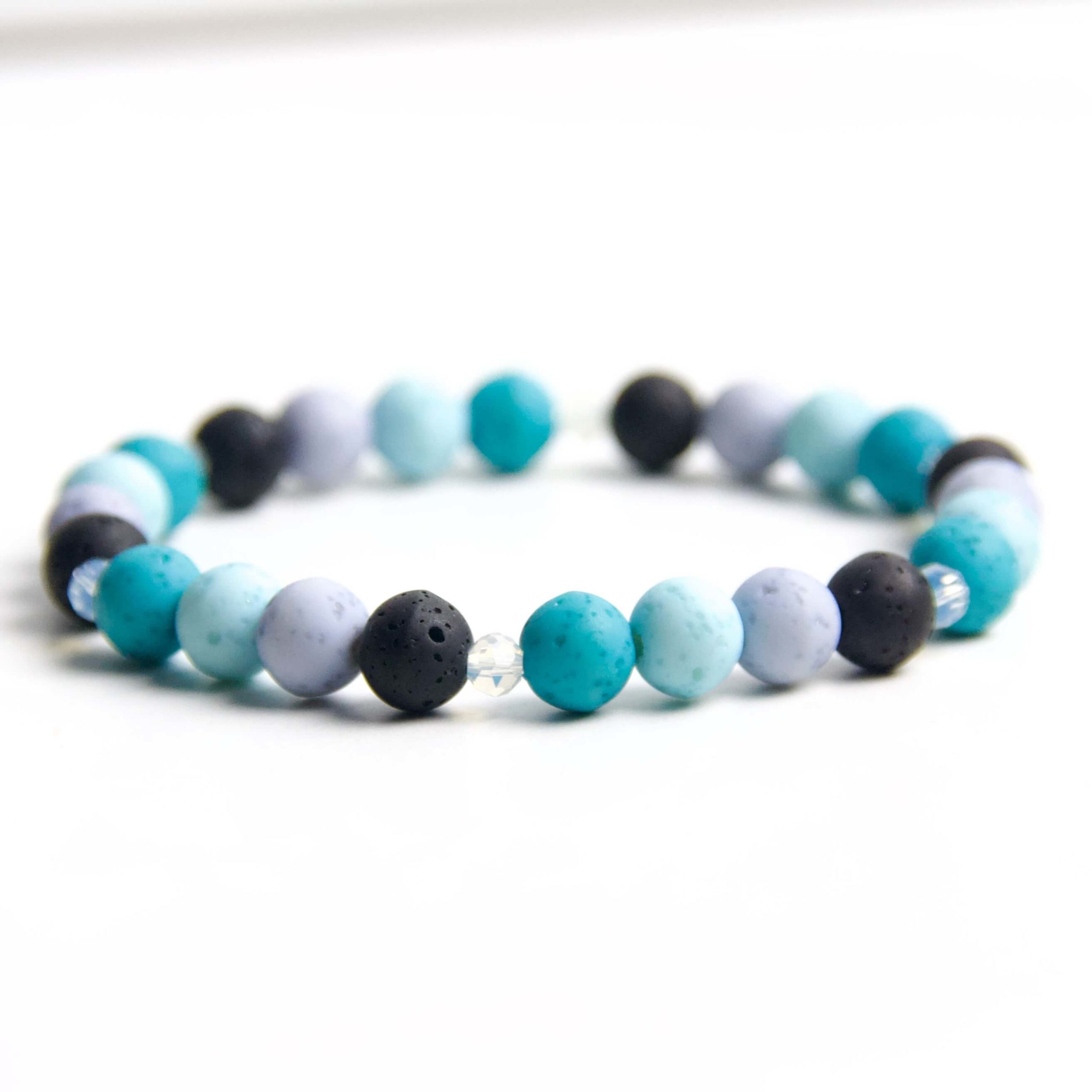 Polaris Armband schwarz türkis blau – stabiles Gummiband – Handmade Polaris Armband schwarz türkis blau – stabiles Gummiband - Handmade