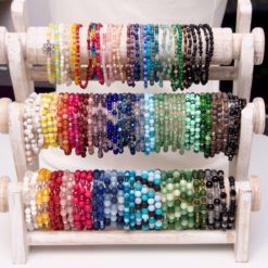 Polaris Armband schwarz türkis blau – stabiles Gummiband - Handmade