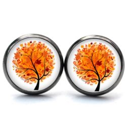 Ohrstecker, Ohrhänger, Clipse & Druckknopf – Motiv orangener Lebensbaum – Schmuck aus Edelstahl Ohrstecker, Ohrhänger, Clipse & Druckknopf - Motiv orangener Lebensbaum - Schmuck aus Edelstahl