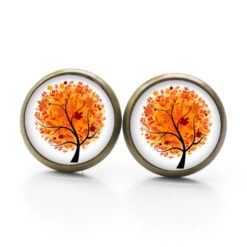 Ohrstecker, Ohrhänger, Clipse & Druckknopf – Motiv orangener Lebensbaum – Schmuck aus Edelstahl Ohrstecker, Ohrhänger, Clipse & Druckknopf - Motiv orangener Lebensbaum - Schmuck aus Edelstahl