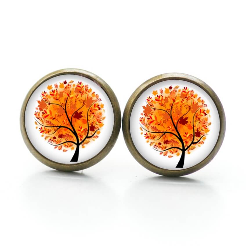 Ohrstecker, Ohrhänger, Clipse & Druckknopf – Motiv orangener Lebensbaum – Schmuck aus Edelstahl Ohrstecker, Ohrhänger, Clipse & Druckknopf - Motiv orangener Lebensbaum - Schmuck aus Edelstahl