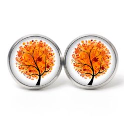 Ohrstecker, Ohrhänger, Clipse & Druckknopf - Motiv orangener Lebensbaum - Schmuck aus Edelstahl