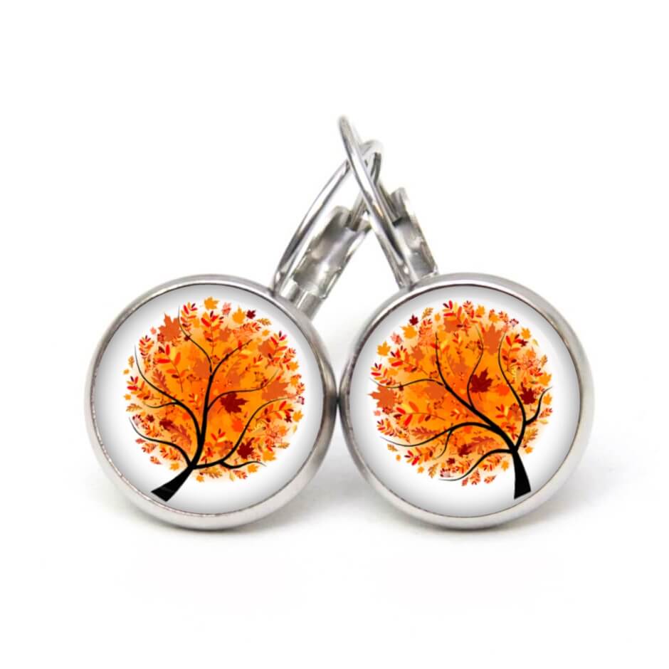 Ohrstecker, Ohrhänger, Clipse & Druckknopf – Motiv orangener Lebensbaum – Schmuck aus Edelstahl Ohrstecker, Ohrhänger, Clipse & Druckknopf - Motiv orangener Lebensbaum - Schmuck aus Edelstahl