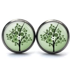 Druckknopf Ohrstecker Ohrhänger zarter grüner Blüten Baum Druckknopf Ohrstecker Ohrhänger zarter grüner Blüten Baum