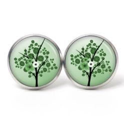 Druckknopf Ohrstecker Ohrhänger zarter grüner Blüten Baum Druckknopf Ohrstecker Ohrhänger zarter grüner Blüten Baum