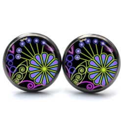 Ohrstecker, Ohrhänger, Clipse & Druckknopf – Motiv 80er Jahre Muster blau lila – Schmuck aus Edelstahl Ohrstecker, Ohrhänger, Clipse & Druckknopf – Motiv 80er Jahre Muster blau lila – Schmuck aus Edelstahl