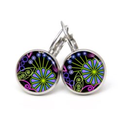 Ohrstecker, Ohrhänger, Clipse & Druckknopf – Motiv 80er Jahre Muster blau lila – Schmuck aus Edelstahl Ohrstecker, Ohrhänger, Clipse & Druckknopf – Motiv 80er Jahre Muster blau lila – Schmuck aus Edelstahl