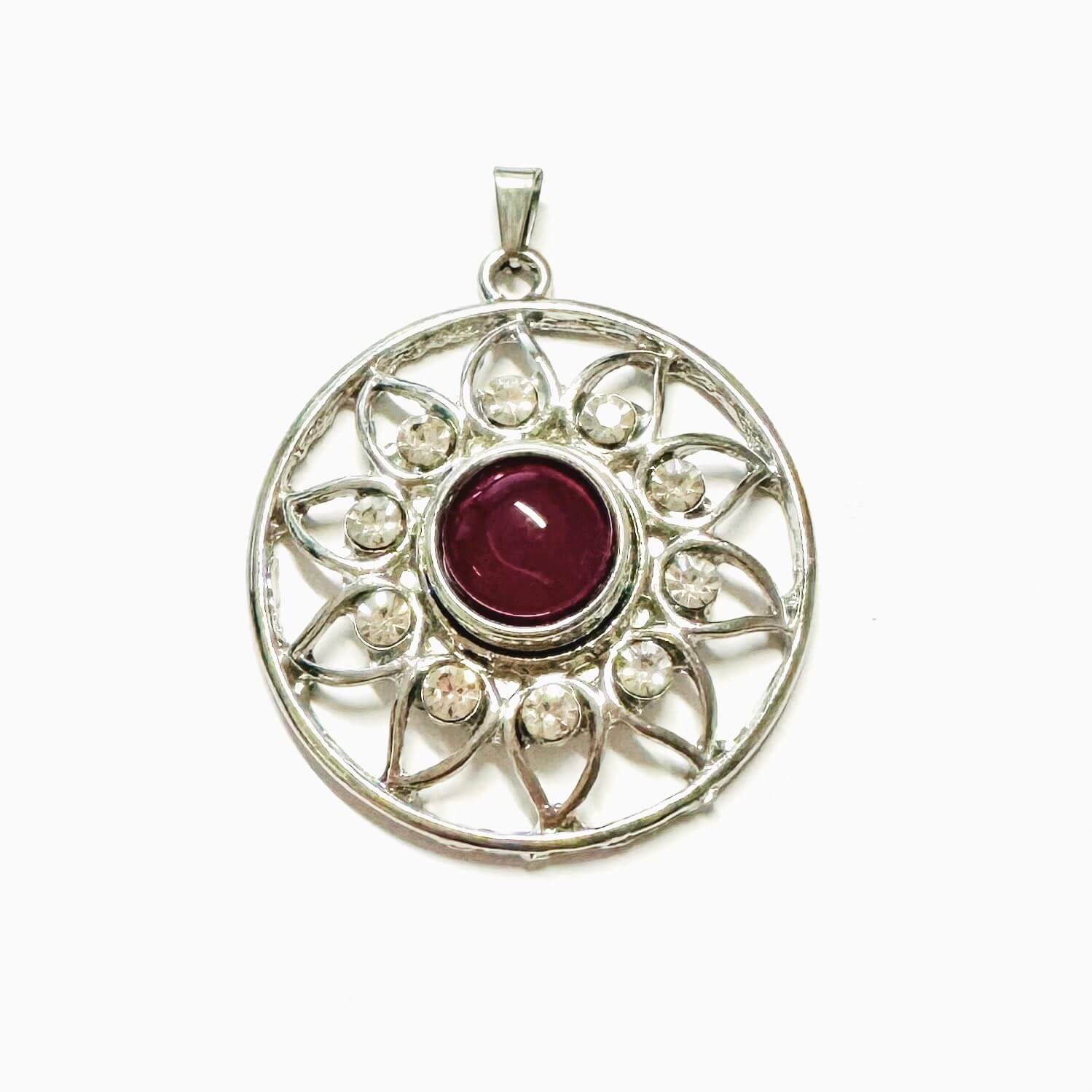Druckknopf Anhänger rund Blume mit Strasssteinen für 10mm Druckknopf Druckknopf Anhänger rund Blume mit Strasssteinen für 10mm Druckknopf