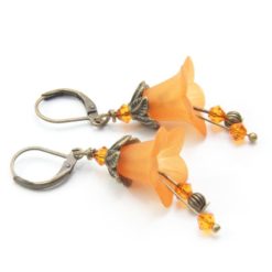 Romantische Blumen Ohrringe aus antik bronze in Orange boho