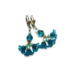 Romantische Blumen Ohrringe aus Bronze in emerald und türkis boho