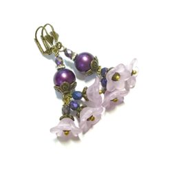 Romantische Blumen Ohrringe aus Bronze in Violett und Flieder boho
