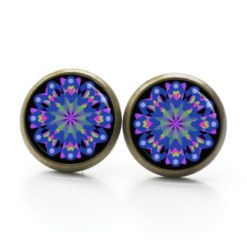 Ohrstecker, Ohrhänger, Clipse & Druckknopf – Motiv Kaleidoskop Mandala blau lila – Schmuck aus Edelstahl Ohrstecker, Ohrhänger, Clipse & Druckknopf – Motiv Kaleidoskop Mandala blau lila – Schmuck aus Edelstahl