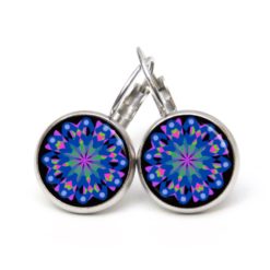 Ohrstecker, Ohrhänger, Clipse & Druckknopf – Motiv Kaleidoskop Mandala blau lila – Schmuck aus Edelstahl Ohrstecker, Ohrhänger, Clipse & Druckknopf – Motiv Kaleidoskop Mandala blau lila – Schmuck aus Edelstahl