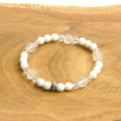 Perlen Armband weiße Jade – stabiles Gummiband – Handmade Perlen Armband weiße Jade – stabiles Gummiband - Handmade