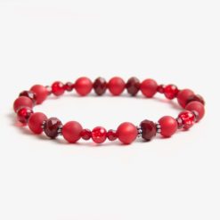 Perlen Armband Rubin rote Liebe – stabiles Gummiband – Handmade Perlenarmband mit roten Polaris Perlen