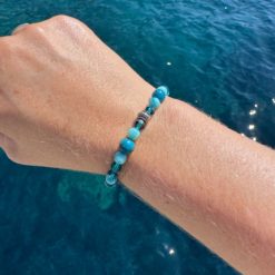 Perlen Armband Meeresprise Türkis – stabiles Gummiband – Handmade Perlen Armband Meeresprise Türkis – stabiles Gummiband - Handmade