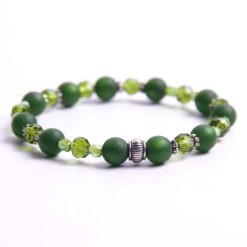 Perlen Armband Wald in Moosgrün – stabiles Gummiband - Handmade